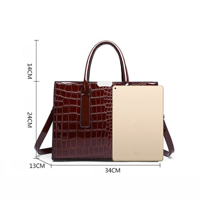 Luxury Handbags Alligator Designer PU Patent Leather Crossbody Bag For Women Tote Retro Ladies Messegner Shoulder Bag Bolsa