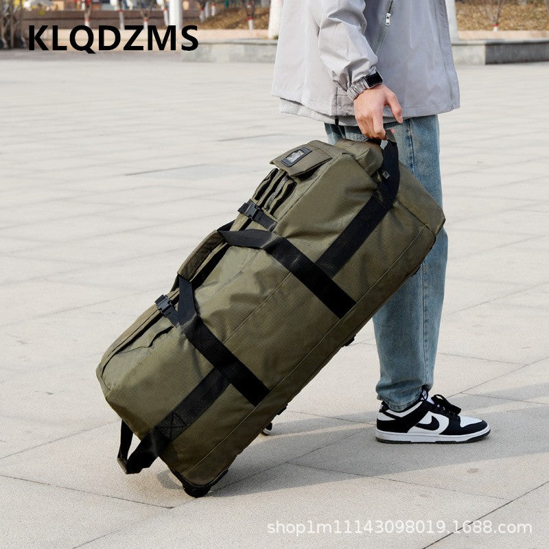 KLQDZMS Oxford Cloth Suitcase Bag Large Capacity Trolley Bag Men's Outdoor Travel Organizer Bag Women's Shoulders Backpacks