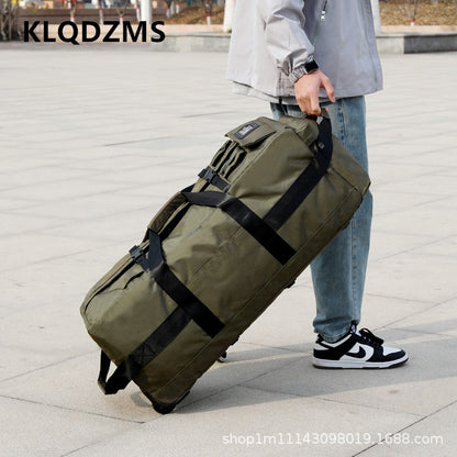 KLQDZMS Oxford Cloth Suitcase Bag Large Capacity Trolley Bag Men's Outdoor Travel Organizer Bag Women's Shoulders Backpacks