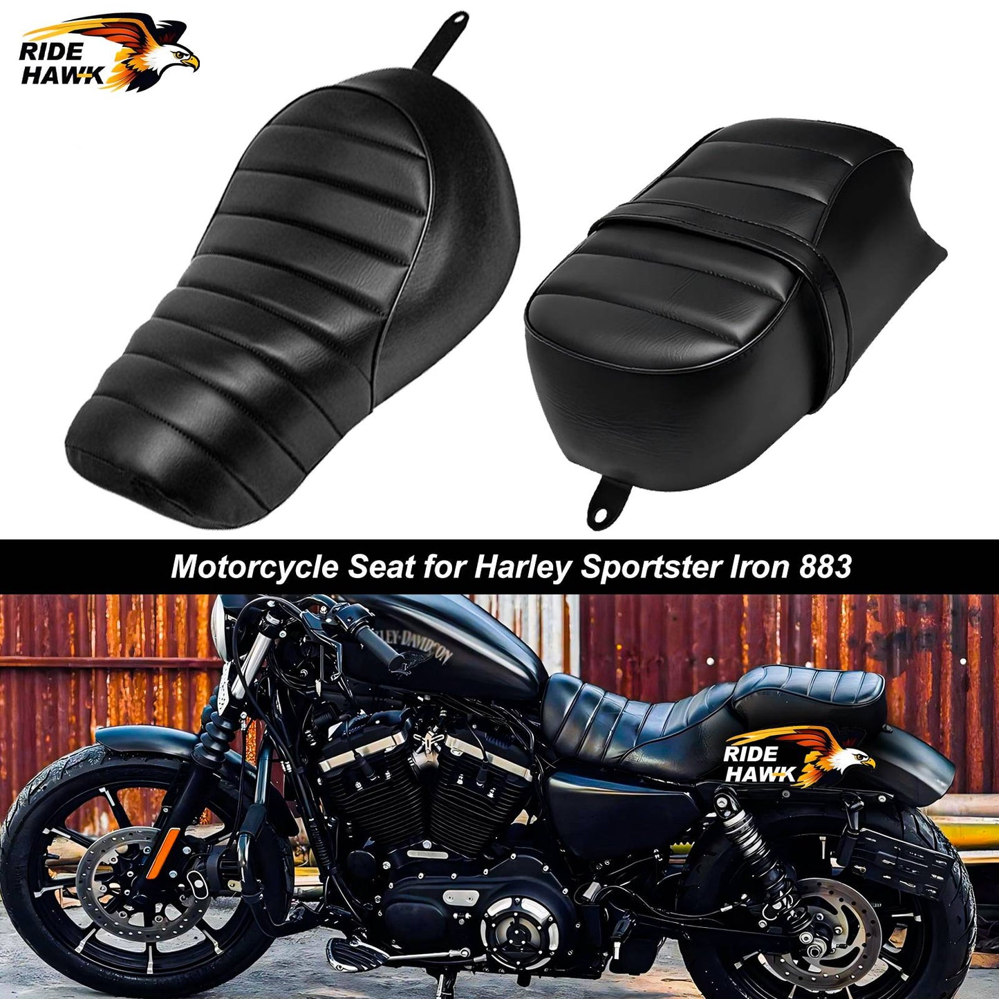 Assento de Motorista de Moto Assento Traseiro de Passageiro Pillion Preto Conjunto de Assento Sporster para Harley Sportster Iron 883 XL883N 2016-2022