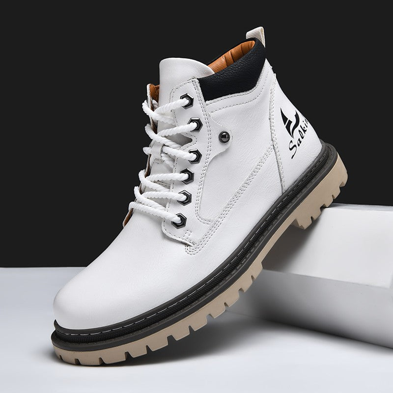 Botas Masculinas Feitas à Mão, Botas de Tornozelo de Inverno em Couro, Sapatos de Outono para Caminhada ao Ar Livre, Tênis, Botas Masculinas de Cano Alto, Calçados Antiderrapantes