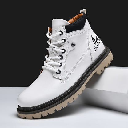 Botas Masculinas Feitas à Mão, Botas de Tornozelo de Inverno em Couro, Sapatos de Outono para Caminhada ao Ar Livre, Tênis, Botas Masculinas de Cano Alto, Calçados Antiderrapantes