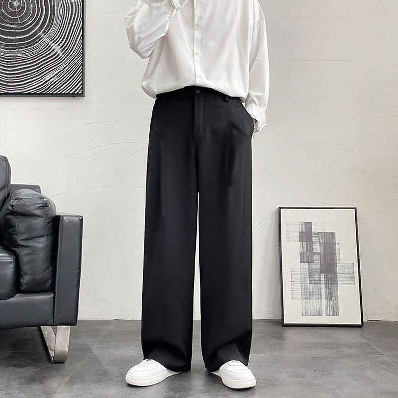 Trousers For Men Brown Fluid Draped Baggy Stylish Tailoring Summer 2025 Man Suits Pants Clothing Premium Thin Casual Up