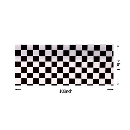137x274cm Party F1 race black and white checkered tablecloth Waterproof and stain-proof disposable tablecloth