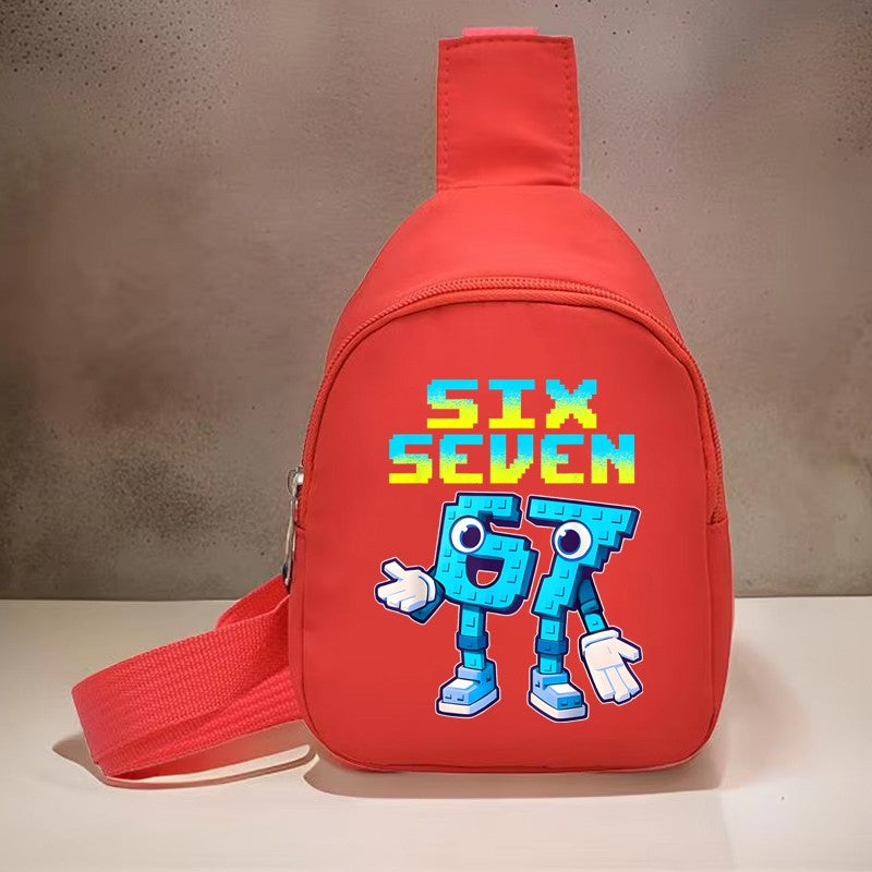 Hot Sales Children Chest Bag Six Seven Italian Brainrot Cute Purses and Handbags Girl Boy 67 Six Seven Long Strap Shoulder Bag