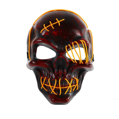 Gothic Halloween Skull Glowing Mask PP Cold Light Full Face Mask Headwear Eye Mask Costume Props Show
