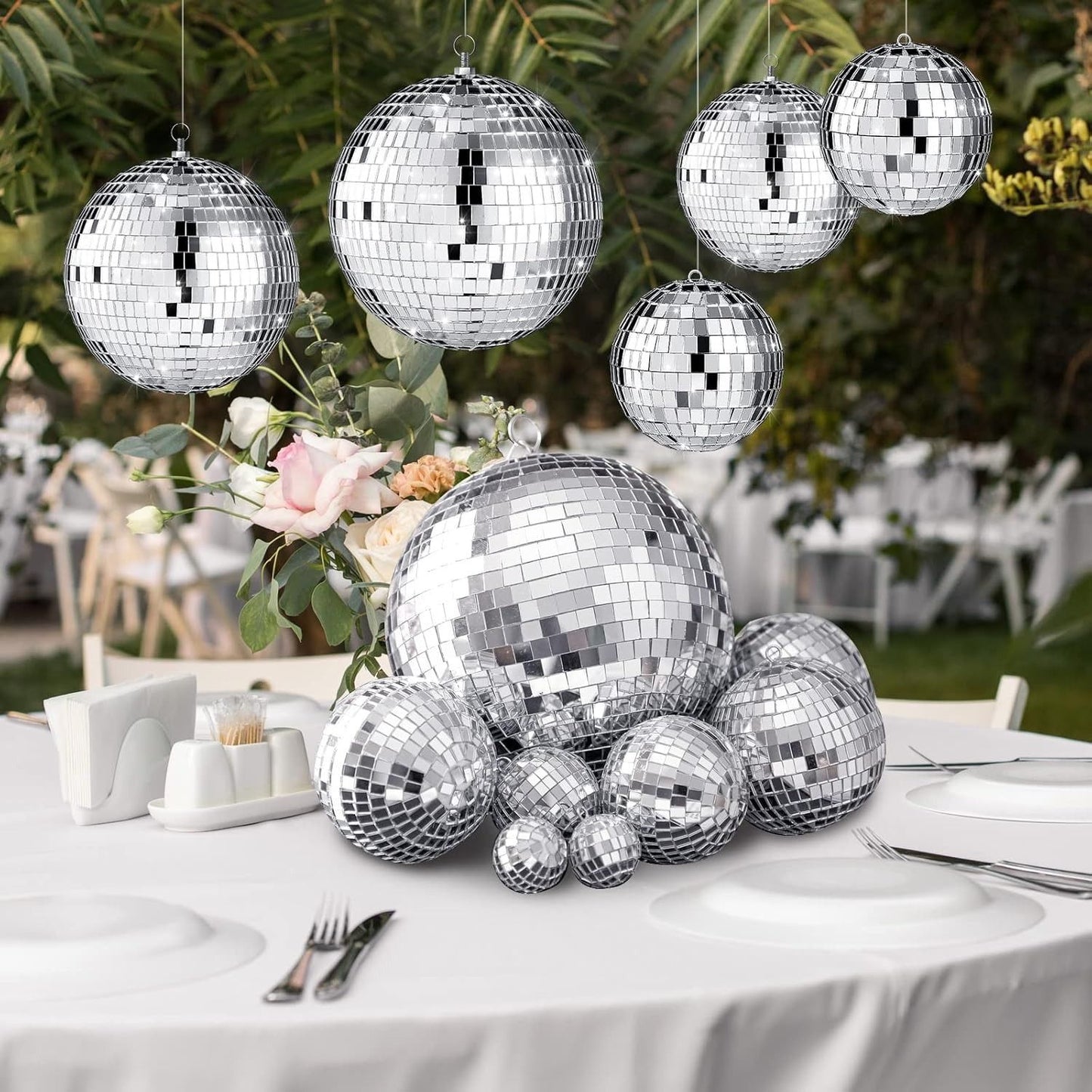 3-15cm Silver Ball Christmas Decoration Hanging Christmas Tree Pendant Ornament Party for Home Decor Xmas New Year Accessories