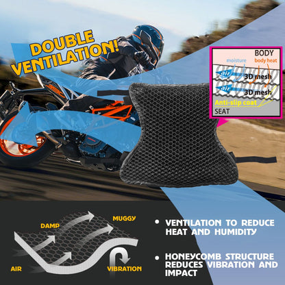 Almofada de Assento de Motocicleta Antiderrapante Estrutura de Malha 3D Respirável Macia e Confortável Proteção Solar Acessórios para Motocicleta