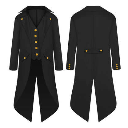 Steampunk Gothic Medieval Tailcoat Jacket Vest Suit Adult Children Men Halloween