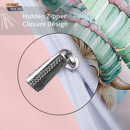 3pcs Christmas Pink Highland Cow Print Coreless Bedding Set Multi Sized Bedding Bedding Decoration Comfortable Machine Washable