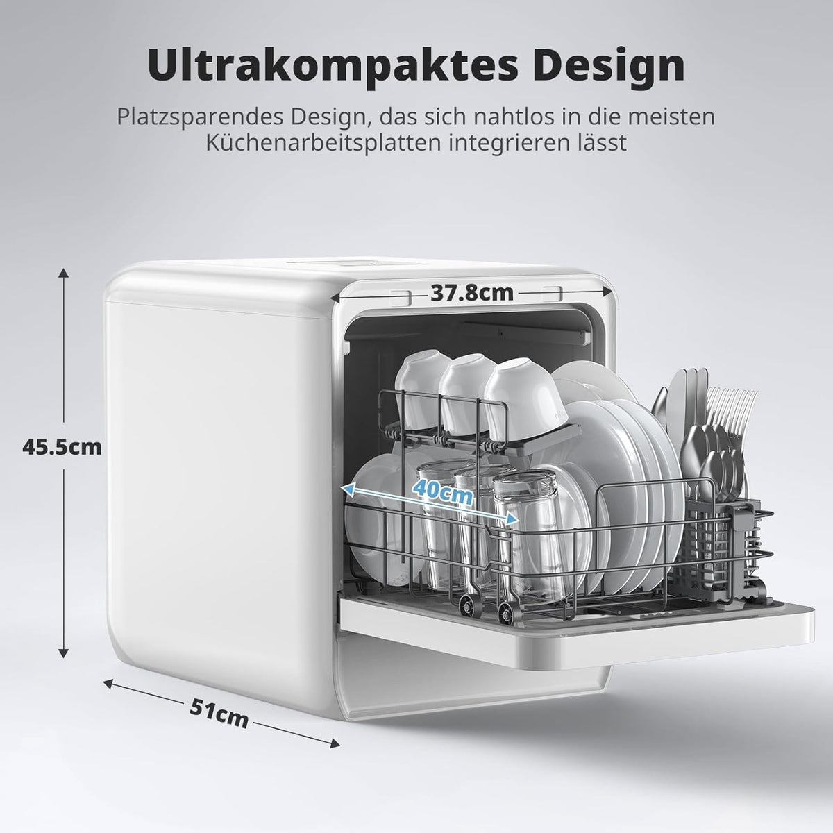 Smart Countertop Dishwasher, Touch Screen Compact Dishwasher, Quick Wash Portable Electric Dishwasher for Home Kitchen