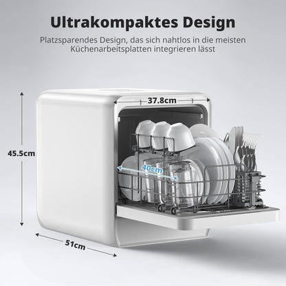 Smart Countertop Dishwasher, Touch Screen Compact Dishwasher, Quick Wash Portable Electric Dishwasher for Home Kitchen