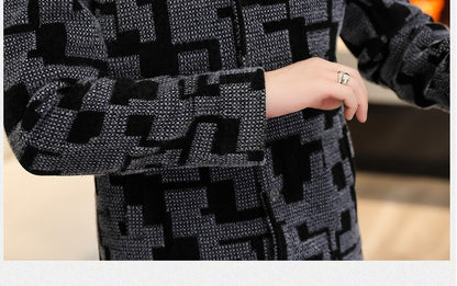 Winter Thicken Warm Wool Blends Jacket Men Fashion Plaid Casual Coat Slim Lapel Streetwear Overcoat Social Men Clothing 2022