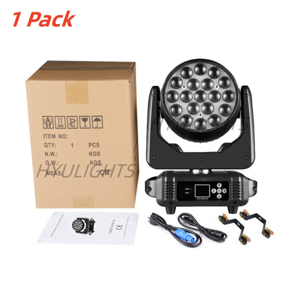 19x15W RGBW LED Beam Wash Zoom Moving Head Lights High Quality Professional Stage Lights For DJ Disco Party KTV Bar