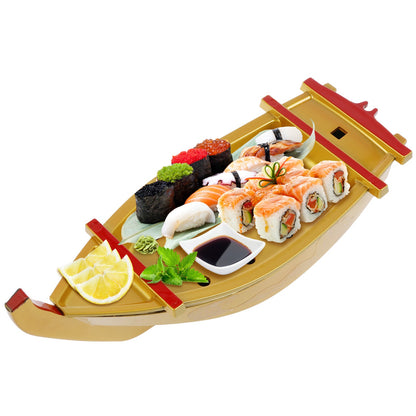 Sushi Serving Tray Reusable Plastic Sushi Boat Serving Plate Japanese Style Detachable Sushi Serving Platter for Home Kitchen