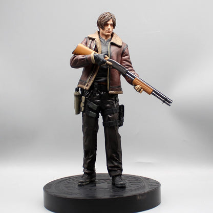 33cm Leon Zombie Hunter Couro Leon Anime Figura Coleção Meninos Modelo de Ação Boneca Decoração de Mesa Gk Grande Estátua Brinquedos Presentes