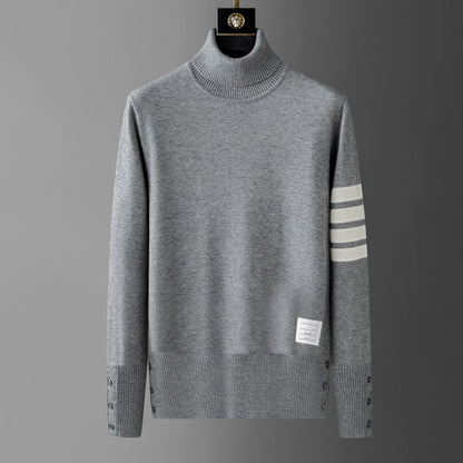 Luxury fashion brand men's knitted sweater autumn and winter new high-end striped design Korean version boutique casual pullover