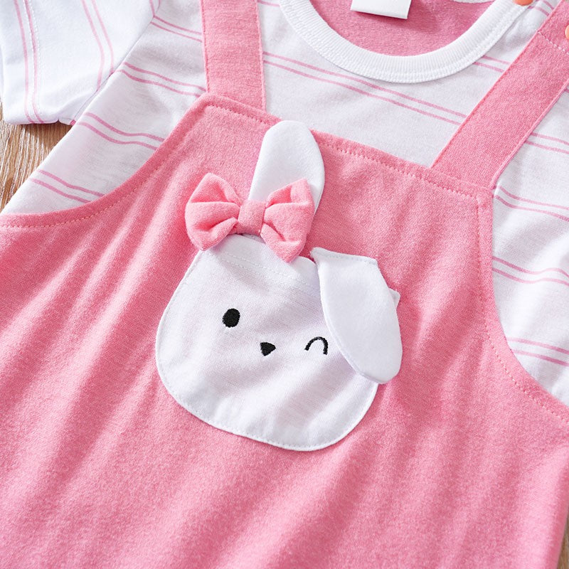 Baby Clothes Cute Cartoon Bow Rabbit Comfortable Soft Boy And Girl Summer Short Sleeved Baby Jumpsuit