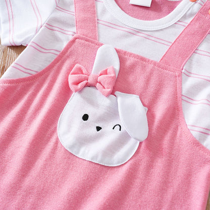 Baby Clothes Cute Cartoon Bow Rabbit Comfortable Soft Boy And Girl Summer Short Sleeved Baby Jumpsuit