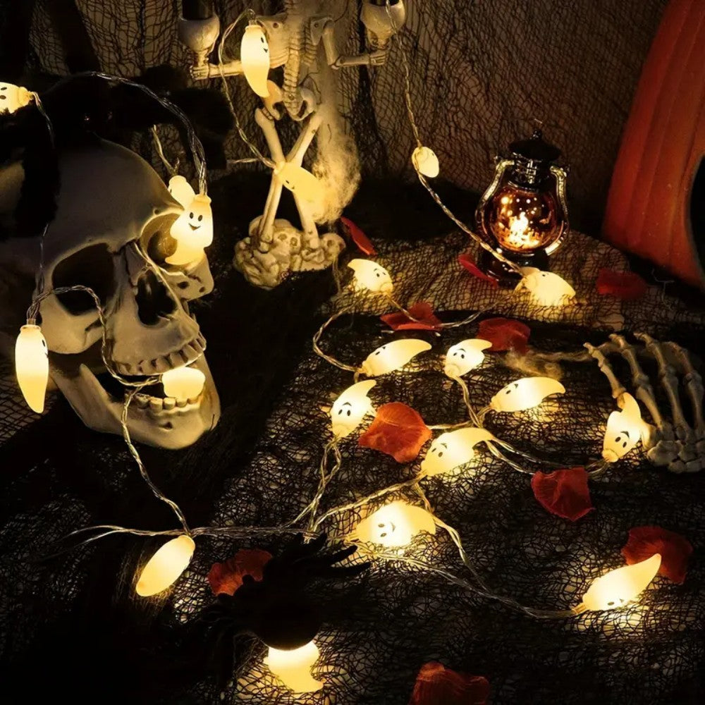 1PC LED Ghost String Lights Festival Decoration Haunted House Party Props Mood Lighting for Indoor Outdoor Halloween Decor