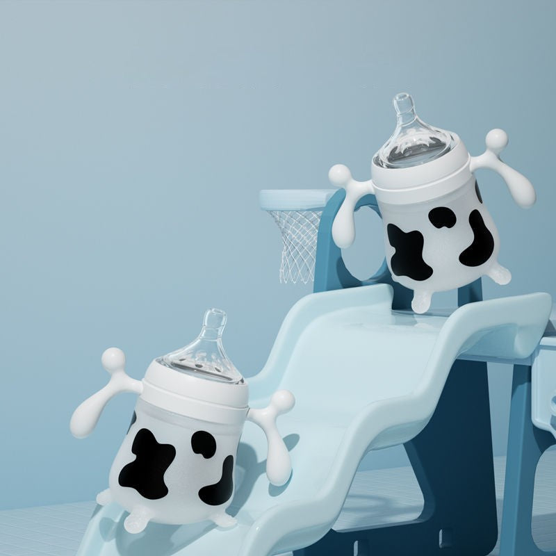 Silicone Baby Feeding Bottle Cute Cow Imitating Breast Milk For Newborn Infant Anti colic Anti choking Milk Feeding Supplies New