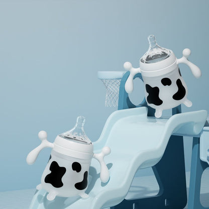 Silicone Baby Feeding Bottle Cute Cow Imitating Breast Milk For Newborn Infant Anti colic Anti choking Milk Feeding Supplies New