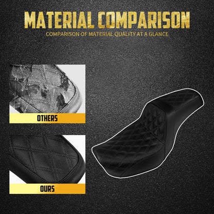 Assento Duplo de Couro para Piloto e Passageiro Dianteiro Traseiro de Motocicleta para Harley Dyna 2006-2017 Fat Bob Low Rider FLD