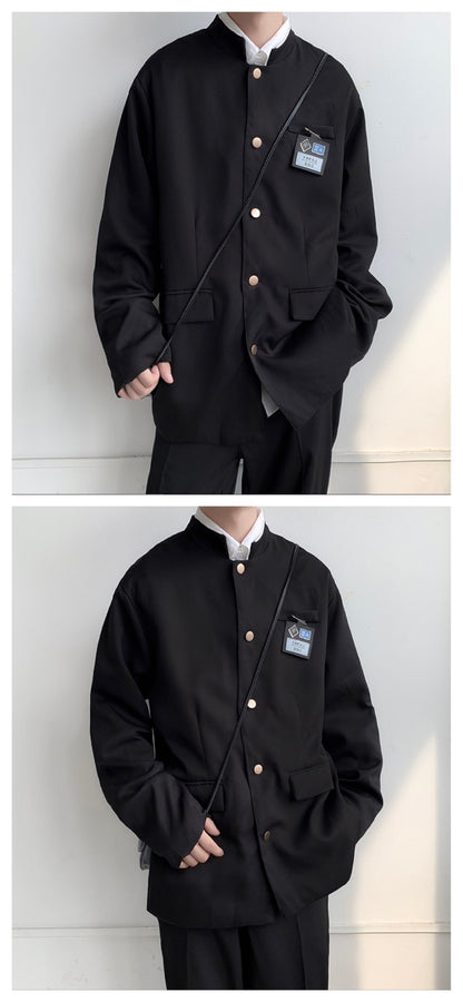 Japan Style School Uniform Jacket Stand Collar Men Women Tunic Suit Jacket DK Costume Black Coat With Nameplate High Version
