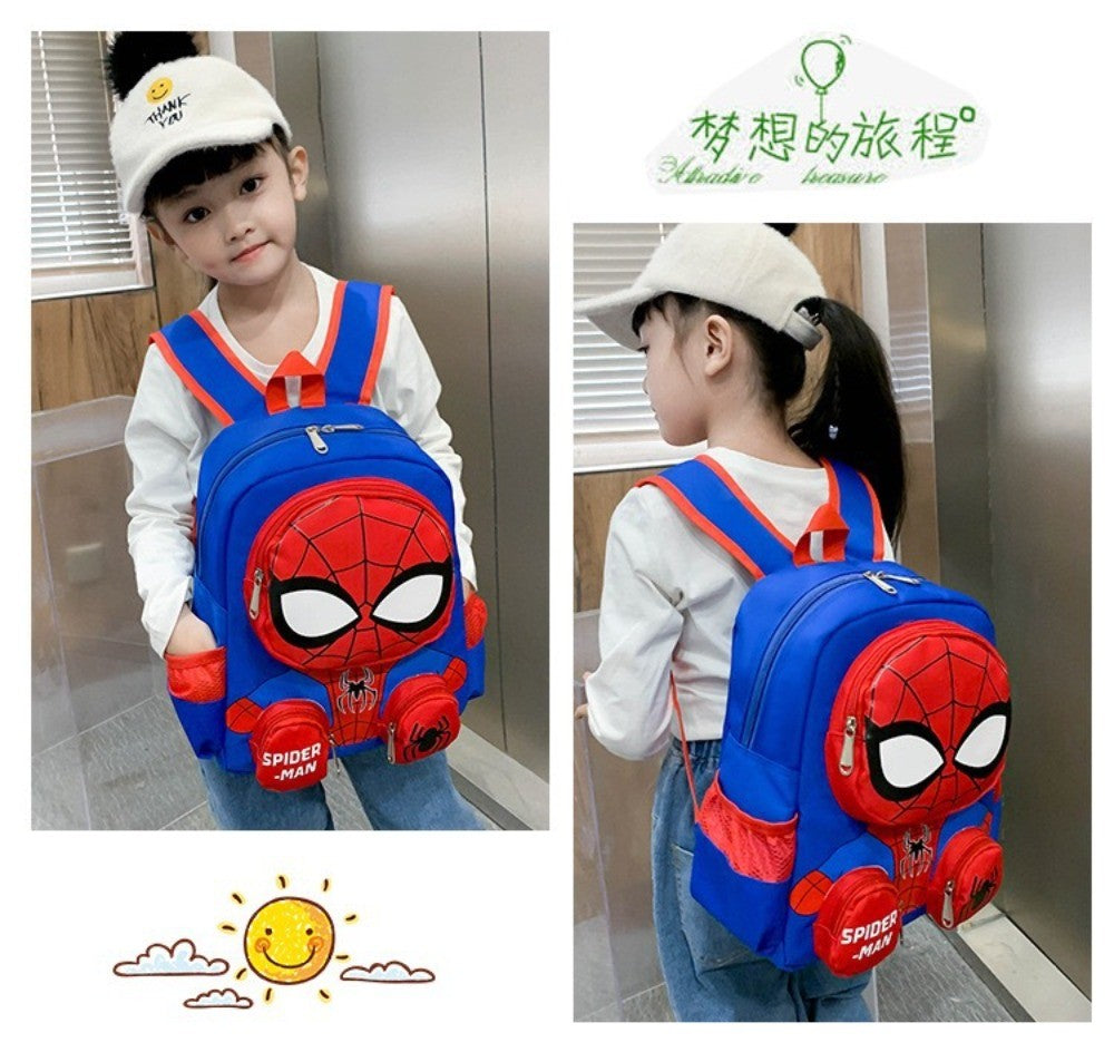 Mochila Infantil Homem-Aranha Marvel Desenho Animado Fofo Dupla Alça Escolar Presentes para Meninos Mochila Leve e Elegante para Jardim de Infância