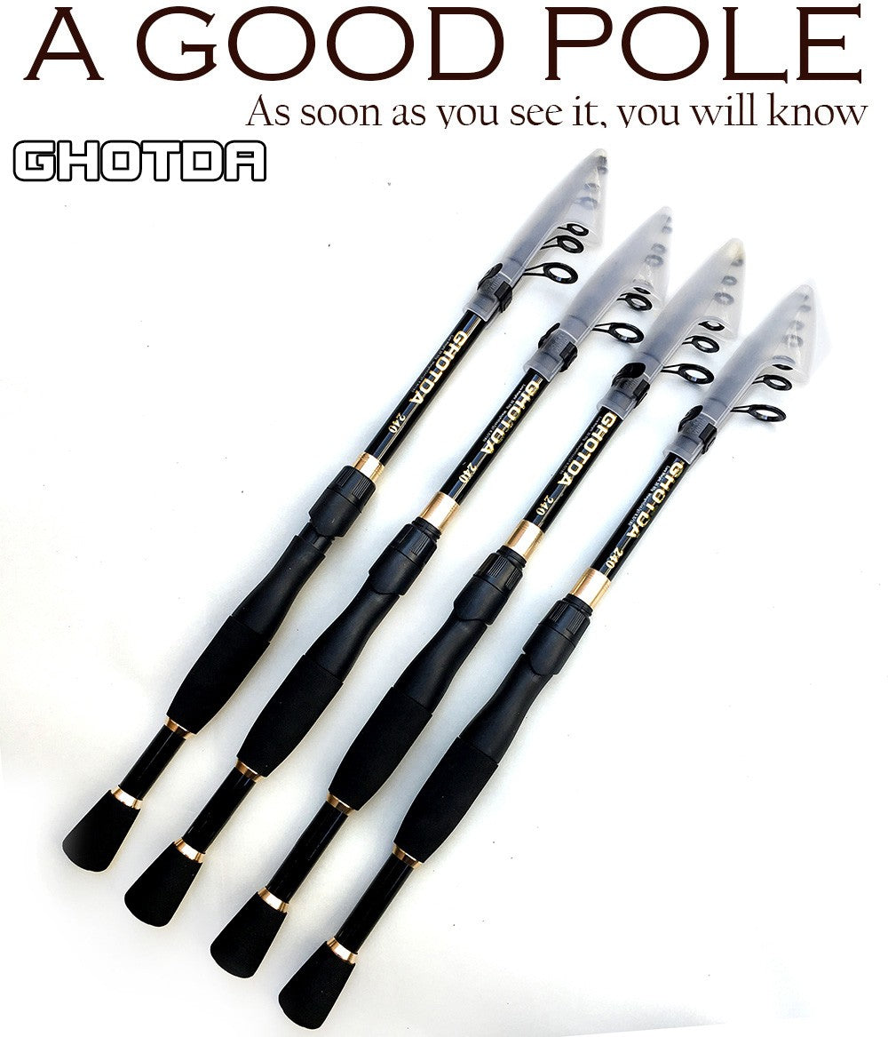 Varas de Pesca Telescópicas de 1.6-2.4m Ultraleves de Carbono para Spinning e Casting Acessórios de Pesca Peso da Isca 10-30g