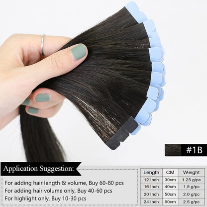 MRSHAIR Mini Extensões de Cabelo com Fita Cabelo Humano Fita Natural em Extensões de Cabelo 3x0.8cm Fita Invisível 10unid/pacote Para Cabelo Lateral