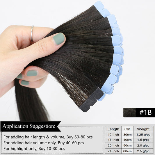 Mini Tape Human Hair Natural Tape in Hair Extentions 3x0.8cm Invisible Tape 10pcs/pack For Side Hair Shipping from the US