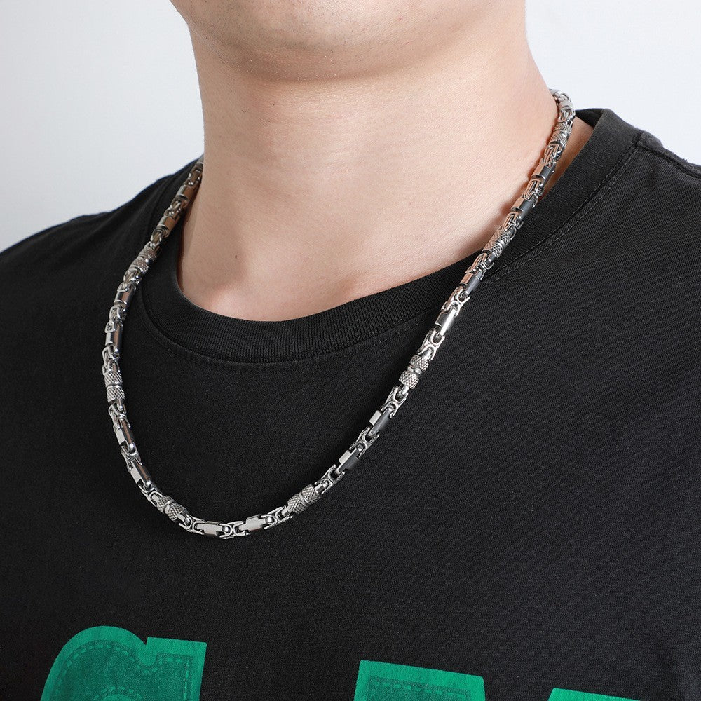 Colar Bicicleta Rock Punk HipHop 6mm Banhado a Ouro Joias Masculinas Femininas Corrente Bizantina de Aço Inoxidável Presentes