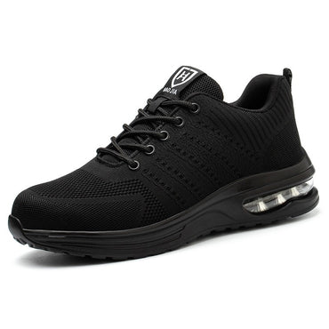 Sapatos de segurança leves para mulheres e homens, tênis de trabalho com amortecimento de ar, sapatos com bico de aço, botas de segurança para construção, sapatos de trabalho anti-impacto.