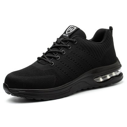 Sapatos de segurança leves para mulheres e homens, tênis de trabalho com amortecimento de ar, sapatos com bico de aço, botas de segurança para construção, sapatos de trabalho anti-impacto.