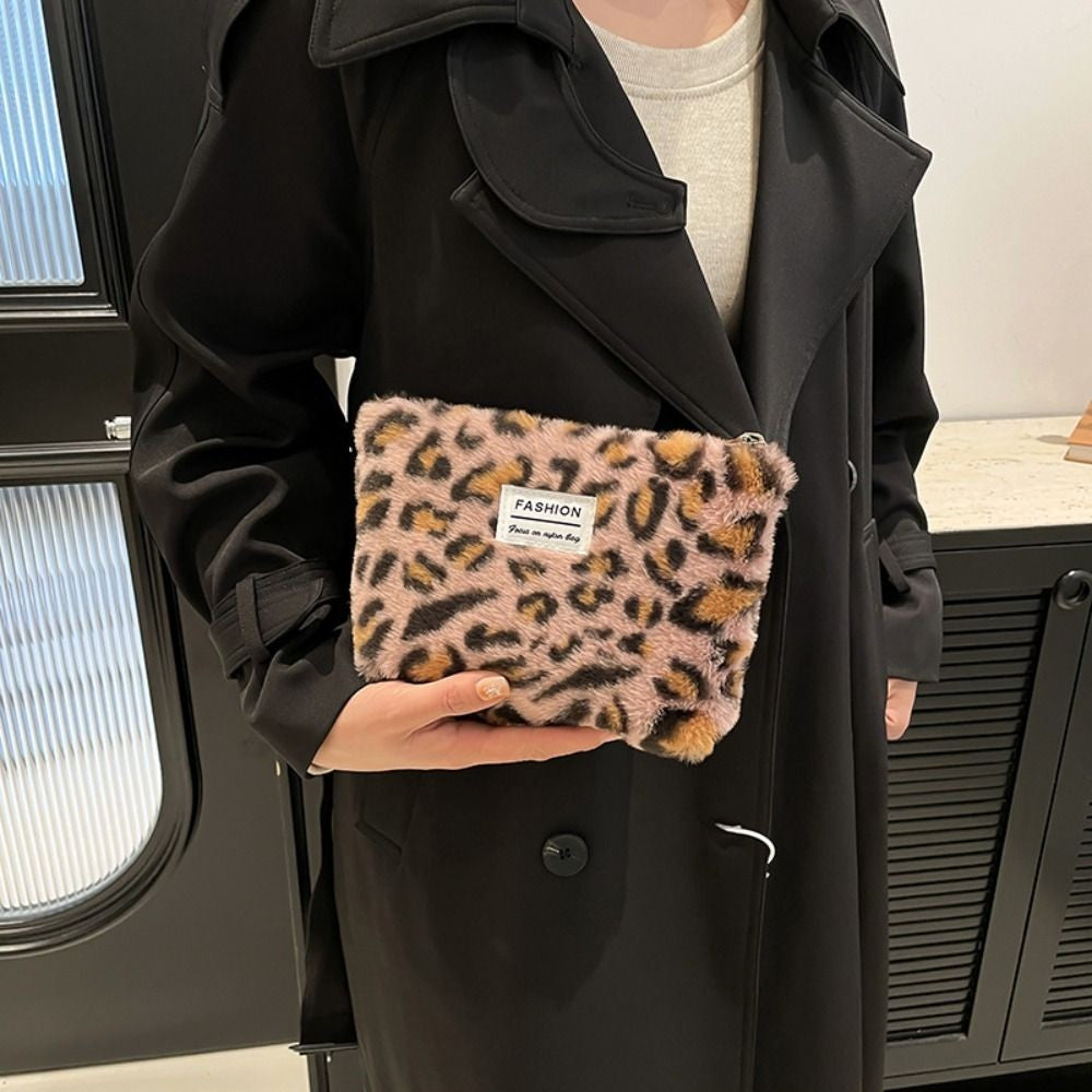 INS Style Canvas Sanitary Mat Bag Leopard Change Purse Coins Keys Wallet Zipper Design Credit Card Holder Cosmetics Napkin