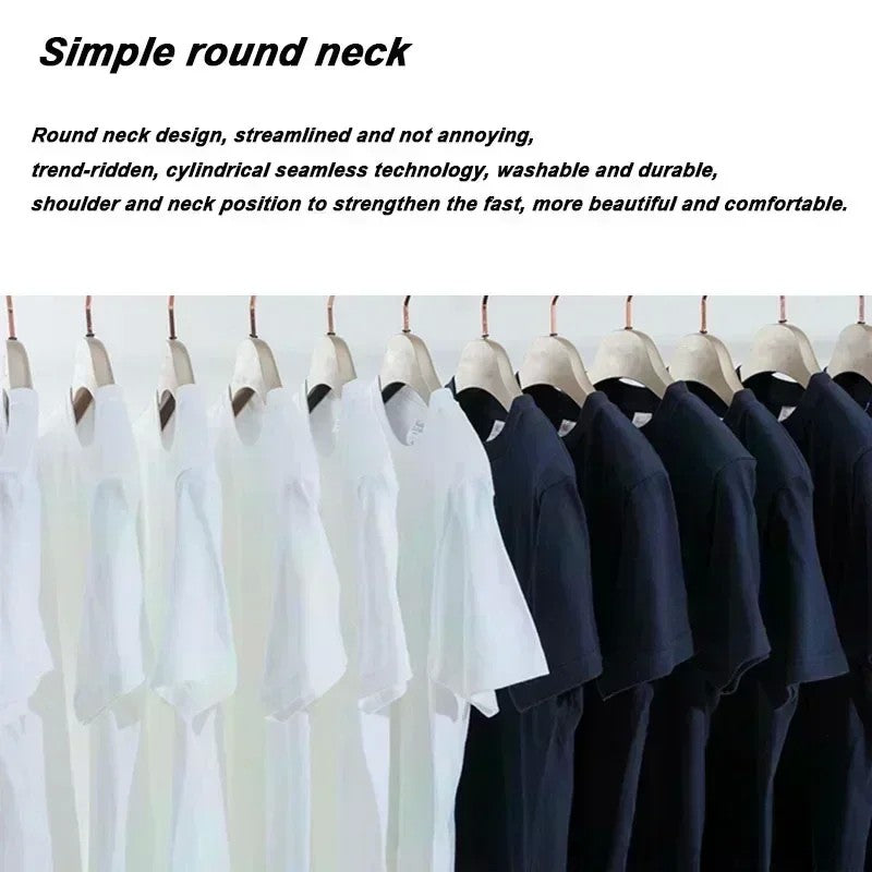 Outlet Counter Men's American Heavy Cotton Short-sleeved T-shirt Ins Loose Crew Neck Men's and Women's Fashion Casual T-shirt