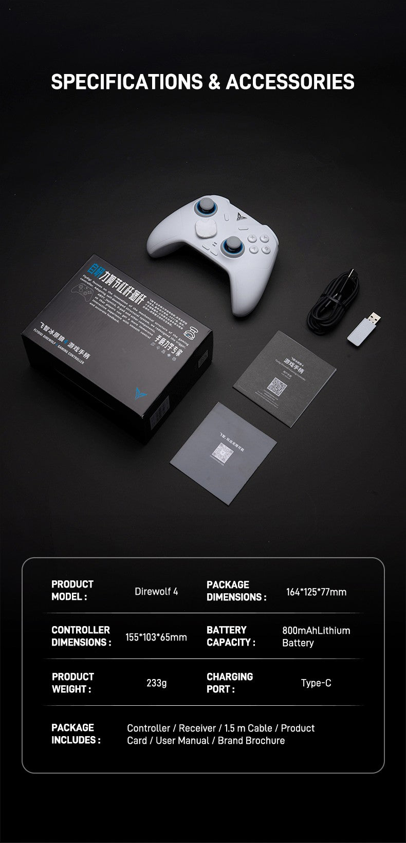 Flydigi Just Launched Direwolf 4 controller gamepad wireless gamepad for pc /Switch/Phone/tablet computer,with charging dock