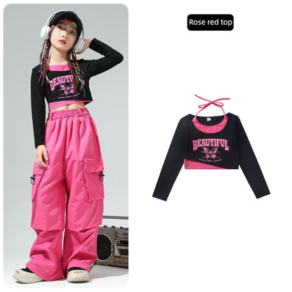 Roupa de Bebê Roupa Infantil da Moda Calças Cargo Menina Dança Hip-hop Roupa Larga de Rua Calças Infantis Casuais Meninas