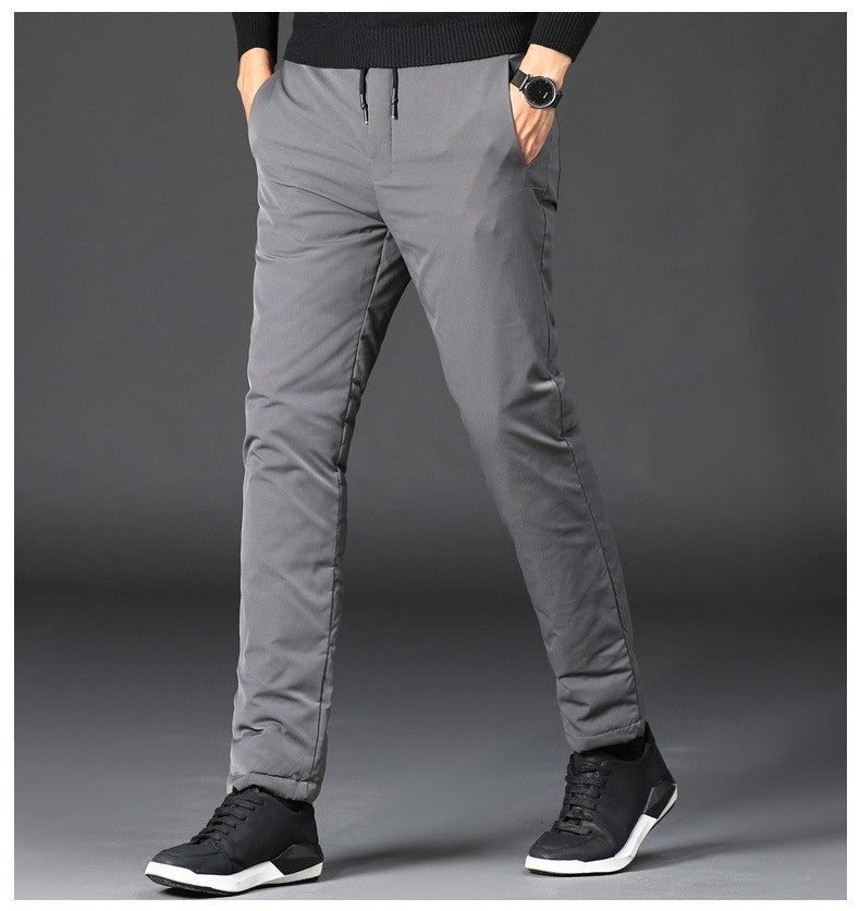 Quality Duck Down Pants for Men Thickened High Waist Loose Fit Warm Winter Trousers calça masculina moletom masculino PT-581