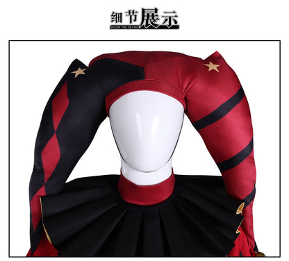 The Freak Circus Pierrot Jester Harlequin Cosplay Costume for Game Adult Clown Joker with Mask Halloween Carnival Outfits