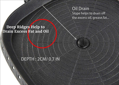 DEOUNY Korean BBQ Grill Pan with Maifan Stone Coated Surface Non-Stick Camping Frying Pan Portable BBQ Grill Plate for Outdoor