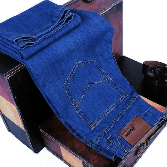 2025 Men NEW Men's Fashion Business Jeans Classic Style Casual Stretch Slim Jean Pants Male Brand Denim Trousers Black Blue Mens