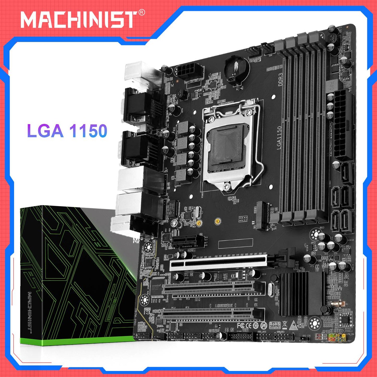 Placa-mãe MACHINIST H97M PRO suporte LGA 1150 Intel Core I3 I5 I7 E3 CPU DDR3 RAM SATA3.0 USB3.0 NVME NGFF M.2 M-ATX