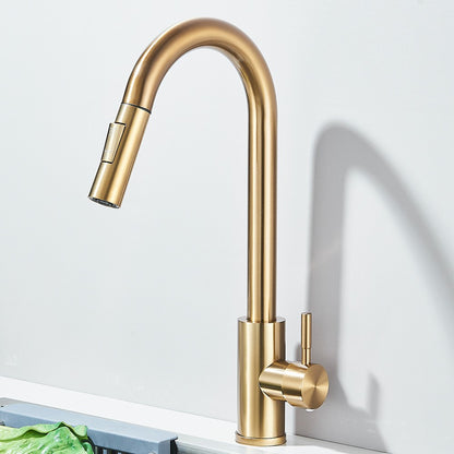 Torneira Misturadora de Cozinha Monocomando Quente e Frio com Bico Extensível e Duas Funções, Montada na Bancada