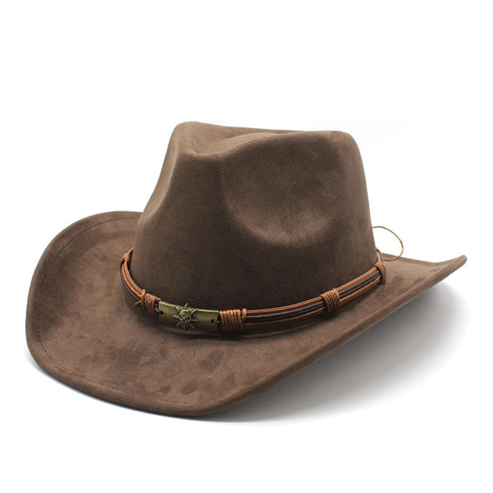 New Artificial Suede Cowboy Hats Big-edge Breathable Jazz Knight Hats Solid Color Party Cosplay Hat Spring