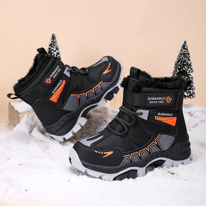 Kids Snow Boots Winter Fashion High Top Warm Plush Comfortable Anti Slip Stable Walking Shoes Boys Outdoor Sneakers Size 30-40