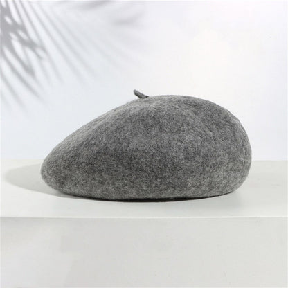 Women Girls Warm Wool Berets Hat Solid Color Retro Plain Cap All Matched Elegant French Artist Hat Lady Women Wool Berets