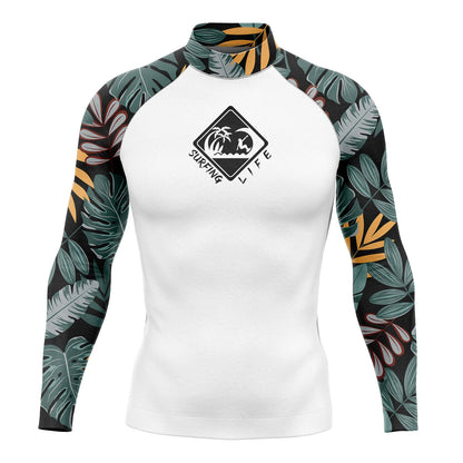 New Men's Long Sleeve Surfing Life Shirt Beach Sun Screen Surf Sweatshirt Rashguard UV Protection Swimwear UPF Gym Clothes