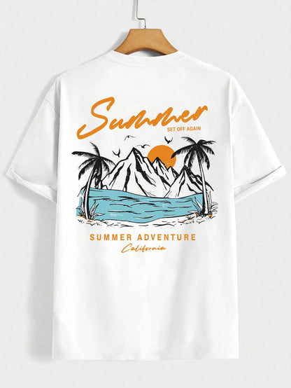 Summer Set Off Again Adventure California Mens T-Shirt Cotton Loose Tee Clothing Fashion Sweat Clothes Oversized Summer Tops